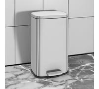 Medium Kitchen Bin Steel Trash Can with Inner Bucket SONGMICS Silver One Size
