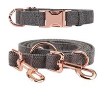 Medium-Large Big-Female Heavy-Duty Dog-Collar Leash-Set - Rose Gold 6 Foot Exceptionally Elegant Design and Adjustable in 3 Different Lengths for Medium to Large Dogs