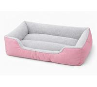 Medium Large Dog Bed Basket Washable with Plush Fleece Lining, Soft Calming Dog Sofa Bed, Fibre Filled Dog Pillow with Raised Bolster Sides, Waterproof Non-Slip Base, Blush, 75 × 58 × 17 cm