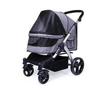 Medium Large Dogs Pet Stroller Travel Trolley Pushchair, Grey Folding Transport Cart with Wheels - Cat Tote Bag for Outings & Travel