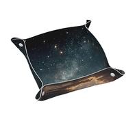 Medium Leather Storage Tray Double-sided Edge of Infinity Print Item Storage Foldable Durable Practical