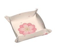 Medium Leather Storage Tray Double-sided Little pink cherry blossoms Print Item Storage Foldable Durable Practical