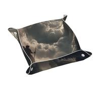 Medium Leather Storage Tray Double-sided Staring Into The Abyss Print Item Storage Foldable Durable Practical