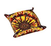 Medium Leather Storage Tray Double-sided Turning the flame Print Item Storage Foldable Durable Practical