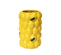 Medium Lemon Vase 18cm Yellow Ceramic Fruit Textured Summer Flower Table Centrepiece