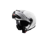 (Medium) LS2 FF325 Strobe White Flip Front Motorcycle Helmet with Drop Down Sun Visor