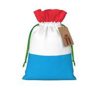 Medium Luxembourg flag Print Christmas Drawstring Candy Bags, Reusable Fabric Sacks, Gift Bag for Xmas Holiday Present Wrap