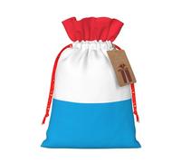 Medium Luxembourg flag Print Christmas Drawstring Candy Bags, Reusable Fabric Sacks, Gift Bag for Xmas Holiday Present Wrap