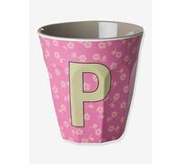 Medium melamine cup with LETTER P rice flowers, 250 ml multicoloured