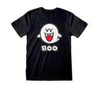 (Medium) Men's Super Mario Bros. Boo Character Black T-Shirt