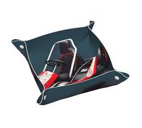Medium Mini Kart Print Leather Valet Tray - Desktop Storage Organizer Catchall Holder for Watch,Keys,Phone,Wallet