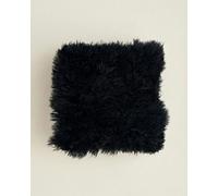 Medium Mongolian Sheepskin Cushion - 40cm - Black - Cover Only