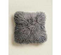 Medium Mongolian Sheepskin Cushion - 40cm - Grey - Cover Only