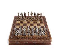 Medium Mythologic Pegasus Metal Chess Set for Adults,Handmade Pieces and Natural Solid Wooden Chess Board with Storage Inside King 3.35inc