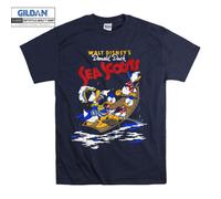 (Medium, Navy) Walt Disney's Donald Duck Sea Scouts Men Women Unisex Top T Shirt T-Shirt Tshirt