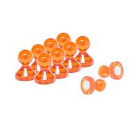 Medium Orange Acrylic Push Pin Magnet For Fridge, Whiteboard, Noticeboard, Filing Cabinet - 15mm Dia X 21mm Tall - Pack Of 10