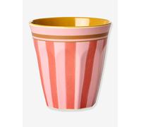 Medium ORGANIC STRIPES RICE melamine cup, 250 ml striped pink