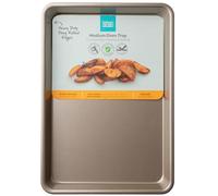 Medium Oven Tray with Rolled Edges - Non-Stick Heavy Gauge 0.8mm Carbon Steel, LFGB Certified & 20 Year Guarantee. Perfect for Baking & Roasting. Easy to Clean, Durable & Safe. Gold Colour