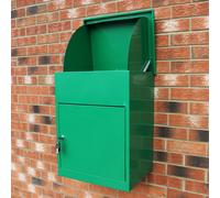 MonsterShop Green Parcel Post Box Lockable Wall Mounted Secure Large Outdoor Letter Smart Mail Drop Box Weatherproof Galvanised Steel
