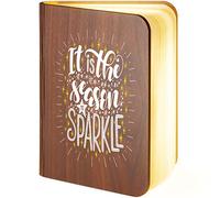 Medium Personalised Wooden Folding Magnetic LED Book Lamp Featuring It is the Season to Sparkle Design