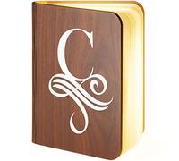 Medium Personalised Wooden Folding Magnetic LED Book Lamp Featuring Monogram Style 1 - C Design