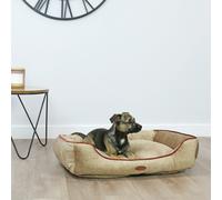 Medium Pet Bed Taupe with Pink Trim