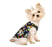 Medium Pet Breathable Sleeveless Autism Awareness Puzzle Pieces Heart Print T-Shirt - Small Medium Cats & Dogs, Chihuahua, Yorkie, Dachshund