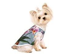 Medium Pet Breathable Sleeveless Blooming Orchids Print T-Shirt - Lightweight Dog & Cat Outfit - Stretchy Tank Top