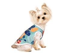 Medium Pet Breathable Sleeveless Blue Orange Turtleback Bamboo Print T-Shirt - Small Medium Cats & Dogs, Chihuahua, Yorkie, Dachshund