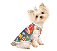 Medium Pet Breathable Sleeveless Cute Colored Mushrooms Print T-Shirt - Small Medium Cats & Dogs, Chihuahua, Yorkie, Dachshund