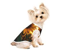 Medium Pet Breathable Sleeveless Farm Sunflower Print T-Shirt - Lightweight Dog & Cat Outfit - Stretchy Tank Top