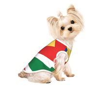 Medium Pet Breathable Sleeveless Flag of Seychelles Print T-Shirt - Small Medium Cats & Dogs, Chihuahua, Yorkie, Dachshund