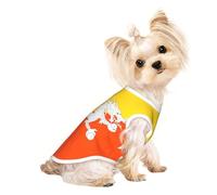 Medium Pet Breathable Sleeveless Flag of The Kingdom of Bhutan Print T-Shirt - Small Medium Cats & Dogs, Chihuahua, Yorkie, Dachshund