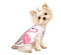 Medium Pet Breathable Sleeveless Love Flamingo Print T-Shirt - Lightweight Dog & Cat Outfit - Stretchy Tank Top