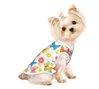 Medium Pet Breathable Sleeveless T-Shirt - Soft Butterfly Daisy Print Stretchy Vest, Fits Small to Medium Pets