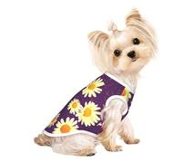 Medium Pet Breathable Sleeveless T-Shirt - Soft Daisy Purple Flowers Print Stretchy Vest, Fits Small to Medium Pets