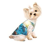 Medium Pet Breathable Sleeveless T-Shirt - Soft Dolphins Sea Turtle Shark Octopus Coral Print Stretchy Vest, Fits Small to Medium Pets