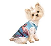 Medium Pet Breathable Sleeveless T-Shirt - Soft Flamingos on The Beach Print Stretchy Vest, Fits Small to Medium Pets