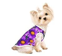 Medium Pet Breathable Sleeveless T-Shirt - Soft Purple Daisy Print Stretchy Vest, Fits Small to Medium Pets