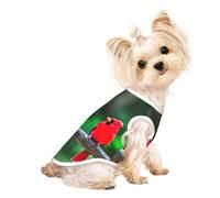Medium Pet Breathable Sleeveless T-Shirt - Soft Red Cute Birds Print Stretchy Vest, Fits Small to Medium Pets