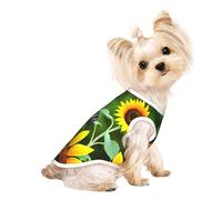 Medium Pet Breathable Sleeveless T-Shirt - Soft Sunflower Butterfly Print Stretchy Vest, Fits Small to Medium Pets