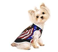 Medium Pet Breathable Sleeveless USA Flag Patriotic Eagle Print T-Shirt - Lightweight Dog & Cat Outfit - Stretchy Tank Top