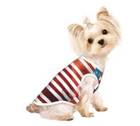 Medium Pet Breathable Sleeveless Vintage American USA Flag Print T-Shirt - Lightweight Dog & Cat Outfit - Stretchy Tank Top