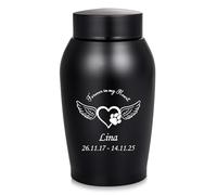 Medium Pet Cremation Urn - Personalized Stainless Steel Keepsake for Dog or Cat Ashes, Forever in My Heart Memorial Vase