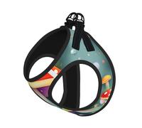 Medium Pet Leash Vest & Dog Cute Colored Mushrooms Print Harness Set â€“ Soft, Light, Breathable Mesh for Small Dogs & Cats