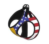 Medium Pet Leash Vest Dog Harness - Small Sized, American Spain Flag Print Adjustable for Cats and Dogs, Perfect for Outdoor Walking