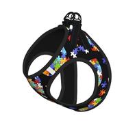 Medium Pet Leash Vest Dog Harness - Small Sized, Autism Awareness Puzzle Pieces Heart Print Adjustable for Cats and Dogs, Perfect for Outdoor Walking
