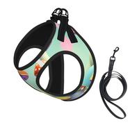 Medium Pet Leash Vest Dog Harness - Small Sized, Dreamy Little Mushroom Print Adjustable for Cats and Dogs, Perfect for Outdoor Walking