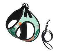 Medium Pet Leash Vest Dog Harness - Small Sized, Indoor Cartoon Potted Green Plants Print Adjustable for Cats and Dogs, Perfect for Outdoor Walking