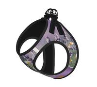 Medium Pet Leash Vest Dog Harness - Small Sized Lavender and Daisies Print Leash Set with Buckle, Canine Companion Outdoor Travel Gear